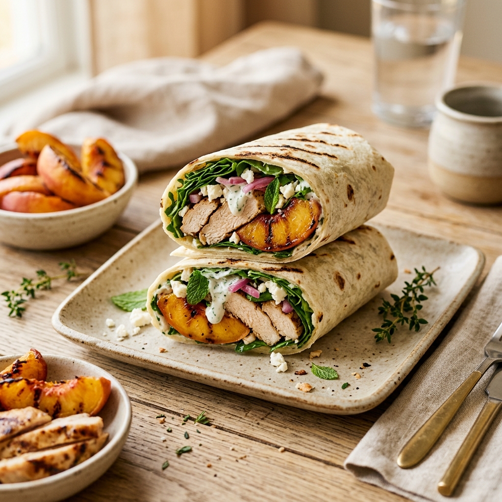 Grilled Peach Chicken Wrap High Protein