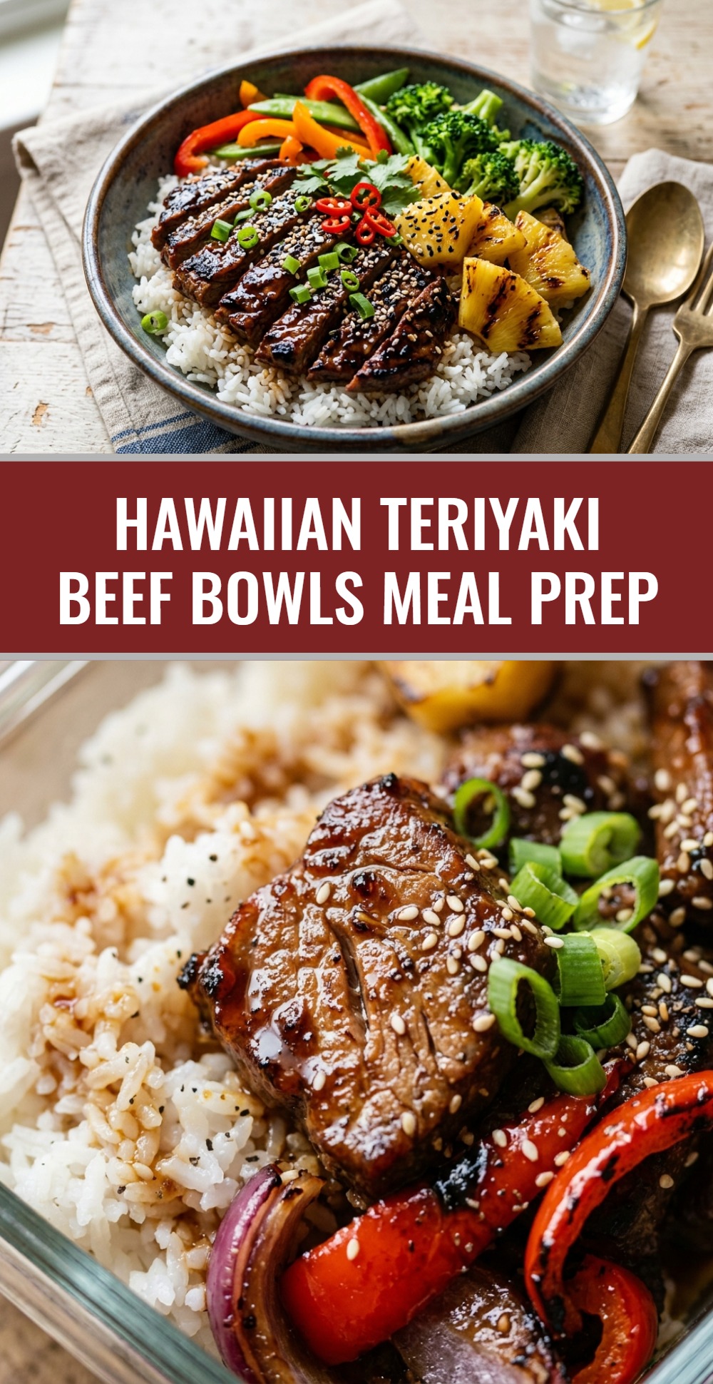 Hawaiian Teriyaki Beef Bowls Meal Prep