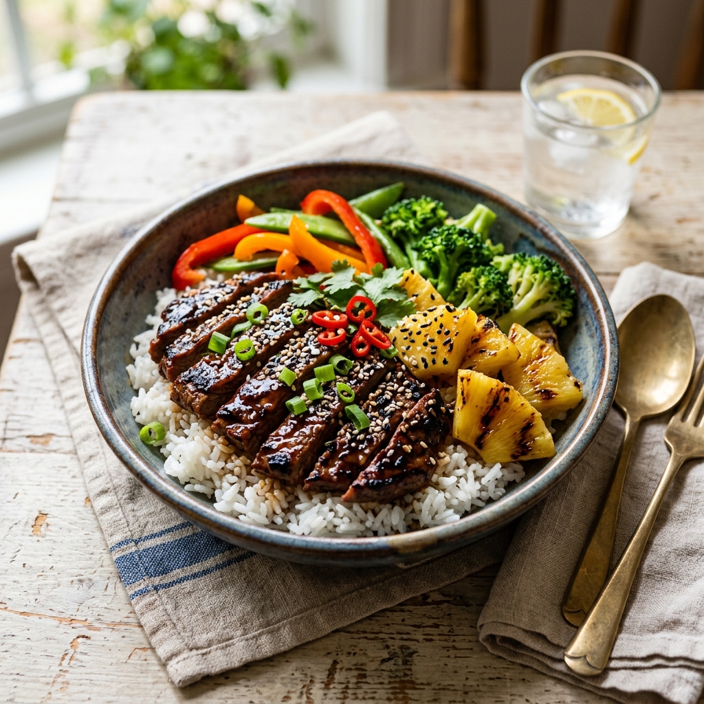 Hawaiian Teriyaki Beef Bowls Meal Prep